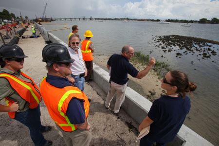 Construction Crew standing by the Seawall