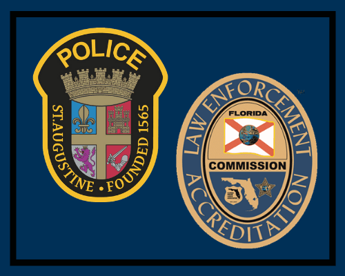 decorative image of St. Augustine Police Department and Florida Accreditation logos