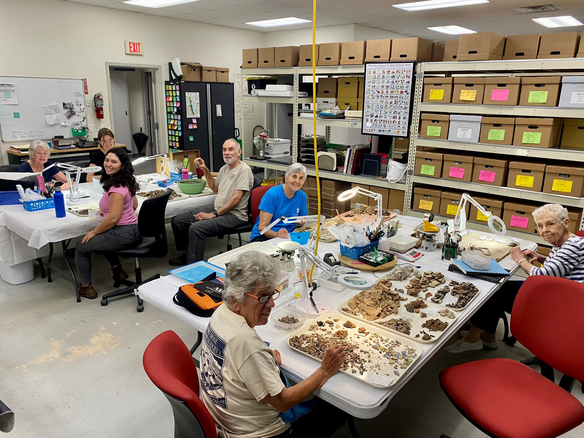 Volunteers Working in the Archaeology Lab