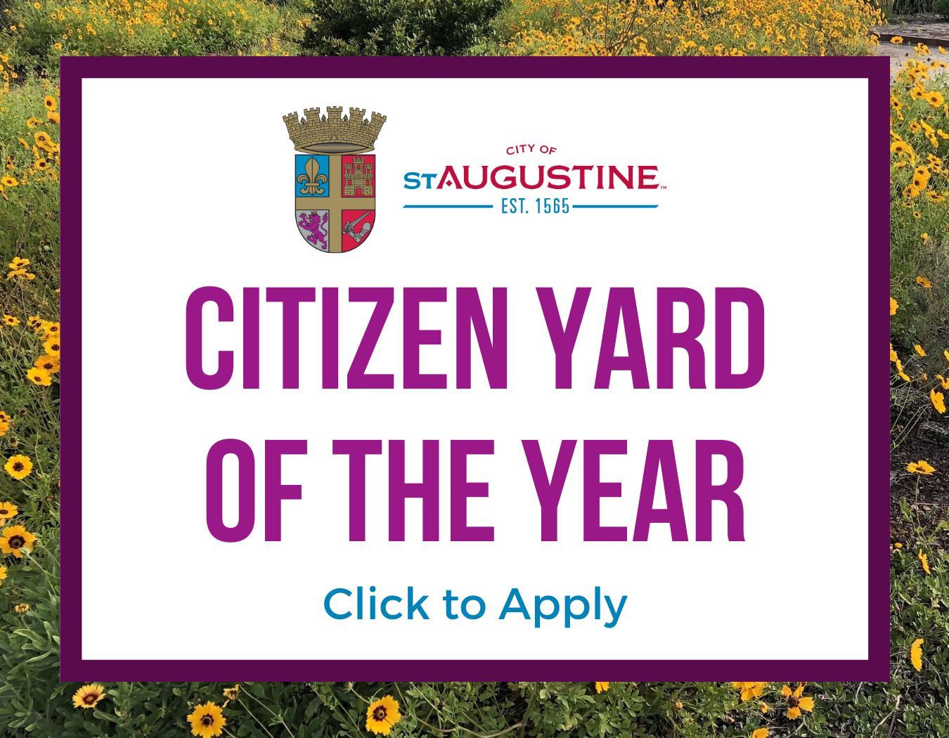 Button with text Citizen Yard of the Year Click to Apply