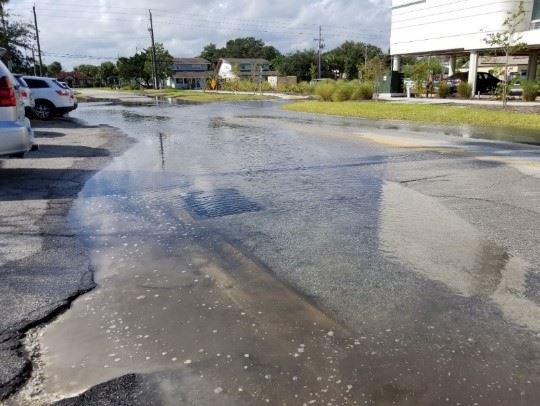 Intersection of Arricola and Arredondo before sunny day flooding