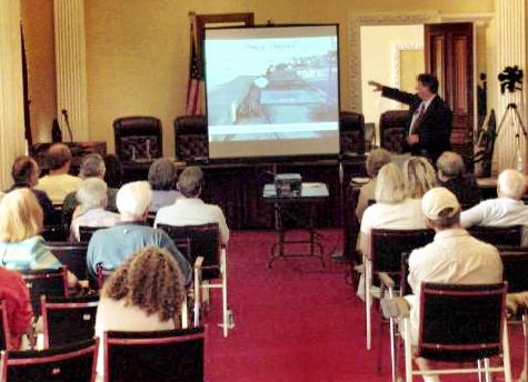 Presentation with a movie playing from a projector