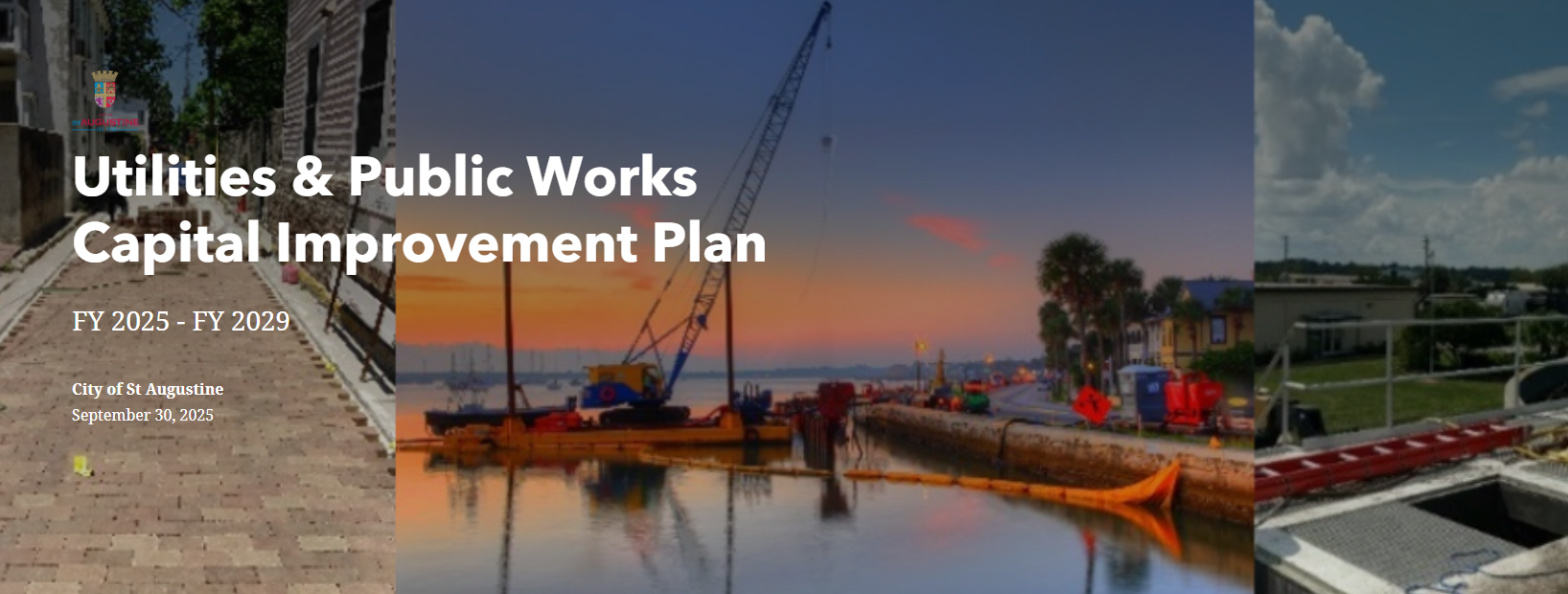 City street and Waterway images overlaid with text \"Capital Improvement Plan\"