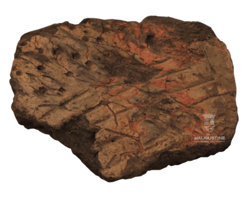 Orange Period pottery with Saint Augustine logo imposed on top