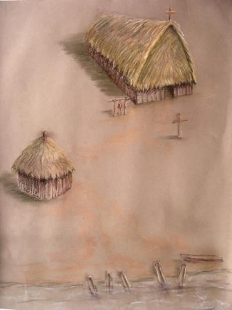 Artist Reconstruction of the Church and Possible Council House at la Punta