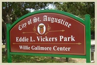 City of St. Augustine Eddie L. Vickets Park at Willie Galimore Center Sign